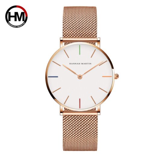 Relógio Feminino Hannah Martin Pulseira Aço Inoxidável - Rose White