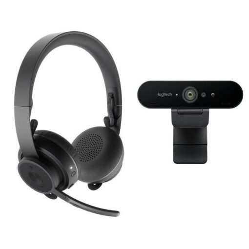 Conjunto Webcam + Headsets Logitech Video Collaboration c/ Microfone Preto